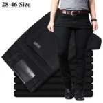 Men'S Classic Black Elastic Slim Fit Denim Jeans Pants In Formal Style For Regular